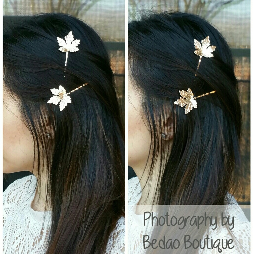 Gold Maple Leaves Wedding Bridesmaid Hair Bobby